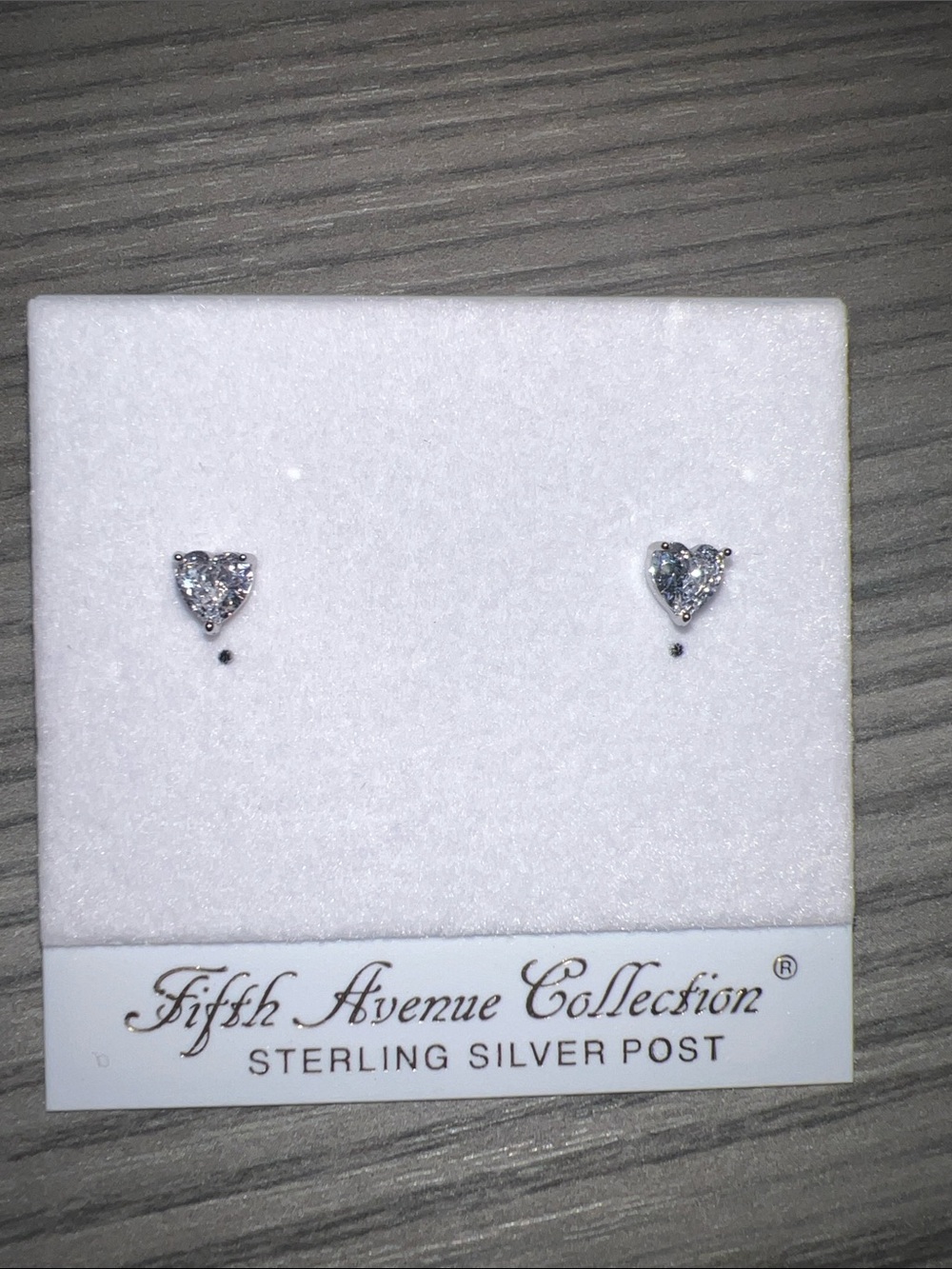 Fifth Avenue Collection Silver Heart CZ Earrings - White